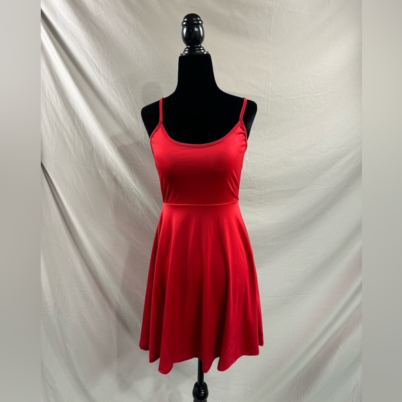 Flare Hem Cami Dress Red - Picture 7 of 10